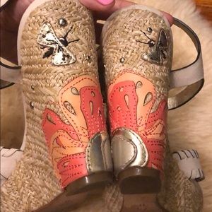 Coach Cream Justeen Grainy Leather Wedges 7.5B